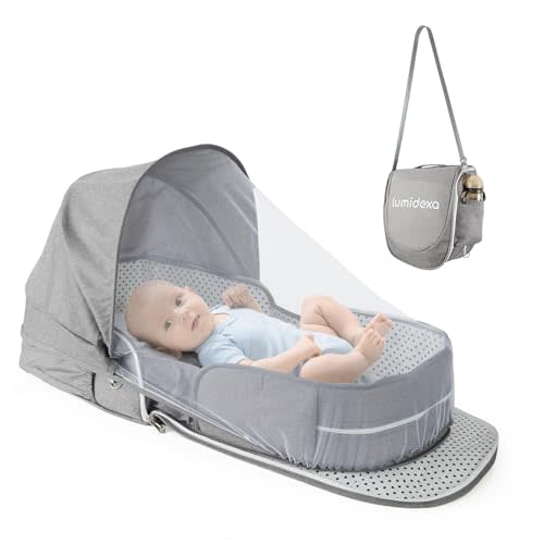 Baby Travel Bassinet Portable Bassinets- Foldable Carry Bag Anti-Pressure Co-Sleeper for Baby Bed Infant Travel Crib, 2-1 Mosquito and Canopy Travel Pod Travel Bed Mattress