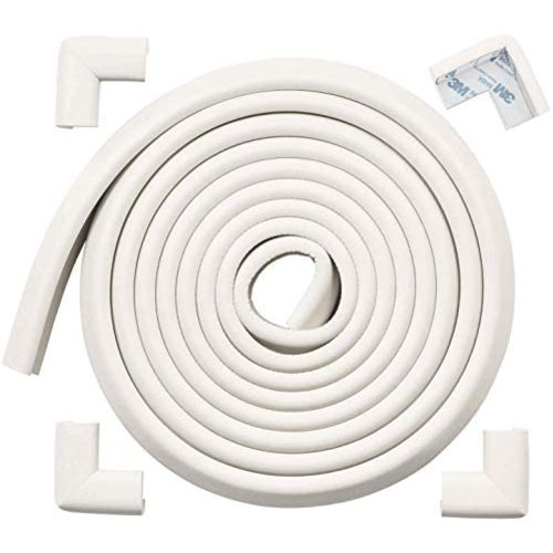 Baby Proofing Corner Guards Edge Protectors, ROVING COVE Child Safety Foam Fireplace Table Bumper, 3M Pre-Taped Corners, 16.2 ft (15 ft Edge + 4 Corners), Oyster White, Heavy-Duty