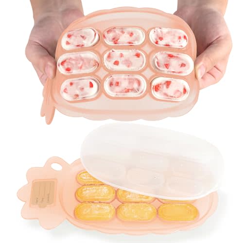 Haakaa Silicone Nibble Freezer Tray -Breastmilk Teething Popsicle Mold - Baby Fruit Food Feeder Teether Tray - Baby Food Maker - Ice Cube Tray - 4 Months+ Babies - BPA Free - Blush