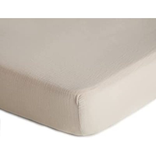 Mushie Extra Soft Muslin Fitted Crib Sheet | 192 Thread Count | 28"x 52" (Fog)