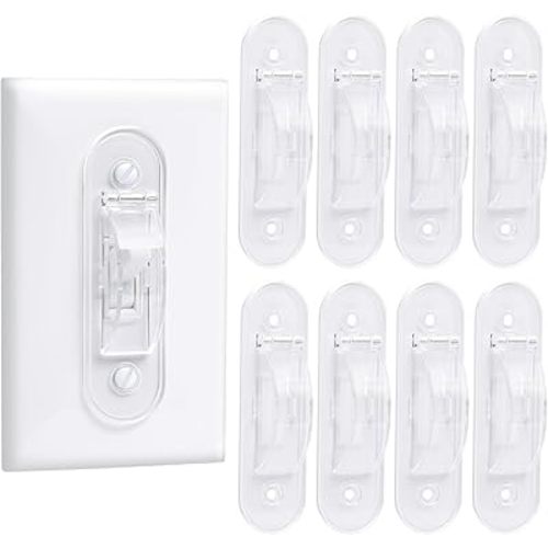 Wall Switch Guard, Childproof Light Switch Cover Guard | Toggle Style | Light Switch Protection | Lock Toggle Switch in On or Off Position | 8 Pack, Clear