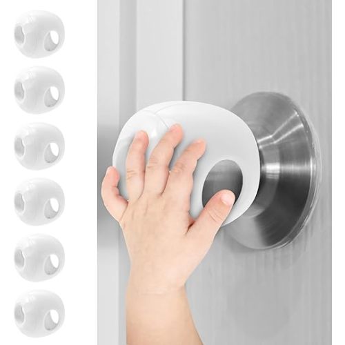 Child Safety Door Knob Covers 6 Pack Reusable Baby Proof Door Knob Locks Baby Proof Door Handle Protector for Kids Universal Fit Easy Grip Lockable Design No Tools Needed