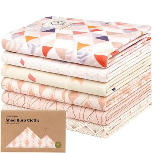 Organic Burp Cloths Baby Boy, Girl - 6-Pack Large 100% Cotton Burping Cloths for Babies, Spit Up Rags, Super Absorbent, Ultra Soft Newborn Rag, Gender Neutral, Machine Washable, Durable (Prism)