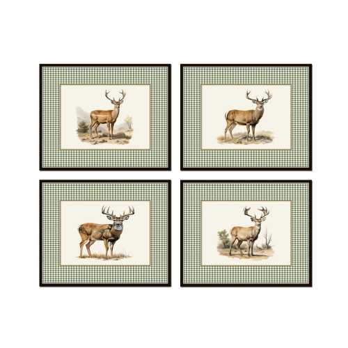 Vintage Deer Collage Print Set, Giclee, Print Set, Cabin Art, Gift for Dad, Fish Print, Deer Prints, Hunting Art, Lodge Art