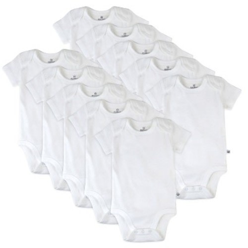 10-Pack Organic Cotton Short Sleeve Bodysuits Bright White 0-3m