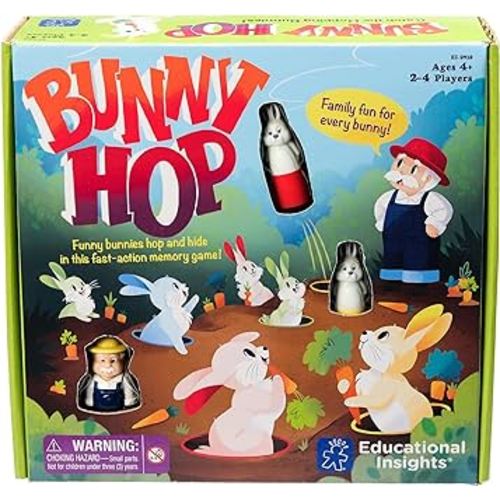 Educational Insights Bunny Hop: Memory & Color Recognition Preschool & Toddler Game, 2-4 Players, Gift for Kids Ages 4+