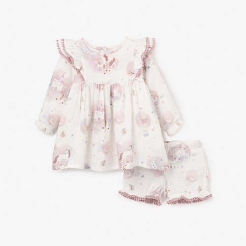 Fairytale Wonderland Organic Muslin Dress & Bloomer Set VIOLET / 3-6M
