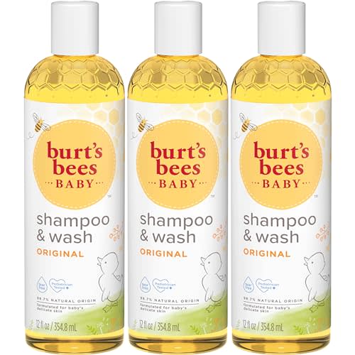 Burt's Bees Baby Shampoo and Wash Set, 2-in-1 Natural Origin Plant Based Formula for Sensitive Skin, Original Fresh Scent, Tear-Free, Pediatrician Tested, 3 Travel Size Bottles, 36 oz (12 oz 3-Pack)
