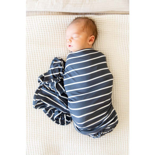 DARK CHARCOAL + WHITE STRIPE | SWADDLE
