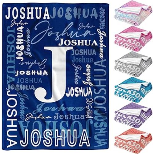 Novgarden Ships Next Day-Personalized Flannel Throw Blanket with Initial for Kids, Custom Baby Monogram Blanket Gift for Newborn Boys or Girls