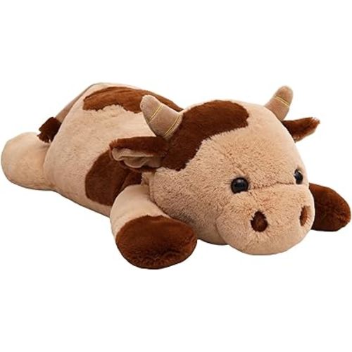 25.6 inch 5 lbs Cow Weighted Stuffed Animals, Large Weighted Plush Animal, Cute Plush Toy Pillow, Soft Kawaii Plushie Gifts for Adults, Kids, Boys and Girls