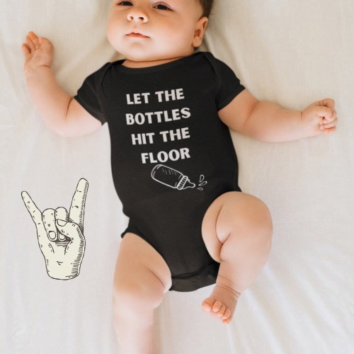 Goth Baby Gift Funny Baby Onesie® Rock and Roll Baby Outfit, Let the Bottles Hit the Floor Gift