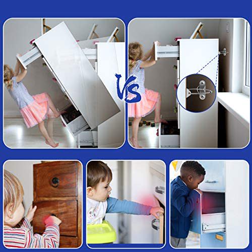 6 Pack Furniture Anchors, Premium Furniture Anchors for Baby Proofing, Secure 400 Pound Anti Tip Bracket for Furniture