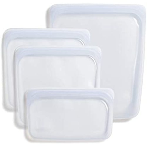 Stasher 100% Silicone Food Grade Reusable Storage Bag, Clear (4-Piece Bundle Set) | Plastic Free Lunch Bag | Cook, Store, Sous Vide, or Freeze | Leakproof, Dishwasher-Safe, Eco-friendly, Non-Toxic