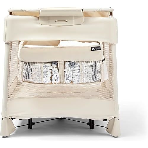 4moms Breeze Playard Diaper Caddy, Storage for Diapers, Baby Wipes, and Organization, Birch