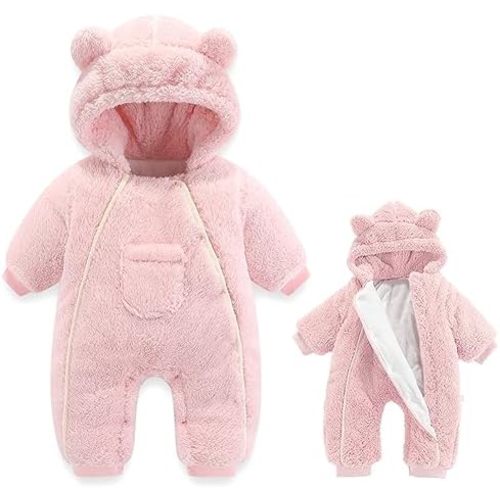Newborn Baby Bear Outfit Suit One-Piece Girls Boys Fleece Jumpsuit Romper Winter Outwear Snowsuit