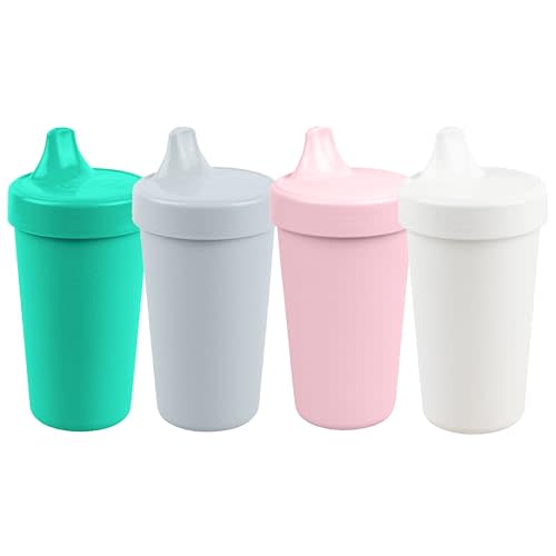 Re-Play Made in USA 10 Oz. Sippy Cups for Toddlers, Pack of 4 - Reusable Spill Proof Cups for Kids, Dishwasher/Microwave Safe - Hard Spout Sippy Cups for Toddlers 3.13" x 6.25", Fresh