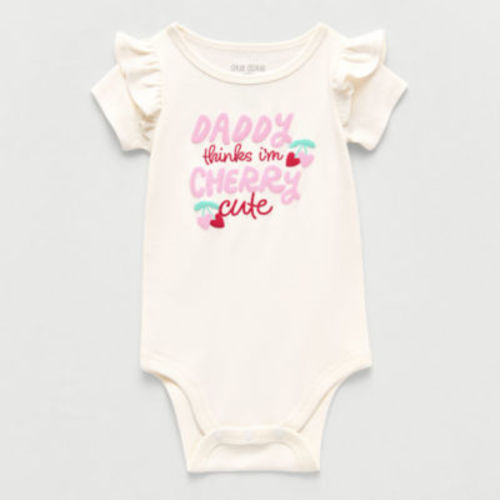 Okie Dokie Baby Girls Round Neck Short Sleeve Rib Bodysuit
