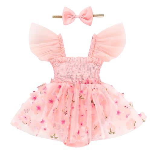 TITKKOP Baby Girl Clothes Infant Tulle Romper Ruffe Sleeveless Bodysuit Baby Girl Outfits Infant Girl Dress 0-18M