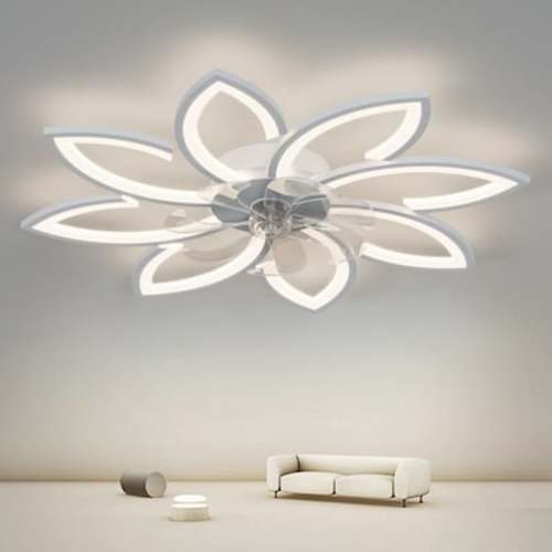 Bayfeve 36-in Color-Changing Integrated LED Flush Mount White with Transparent Blades Fandelier Ceiling Fan With Light - Remote Included ( 7 -Blade ) in the Ceiling Fans department at Lowes.com