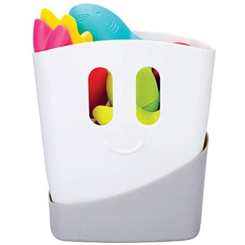 Ubbi Freestanding Bath Toy Organizer Bath Caddy with Removable Drying Rack Bin and Scoop for Toddlers + Baby, Grey