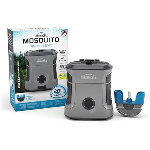 Thermacell Mosquito Repellent Rechargeable Adventure EX-Series EX90; Patio Shield with 9-Hour Battery, Includes 12-Hour Refill, Rubber Armor & Carabiner; Scent Free Bug Spray Alternative