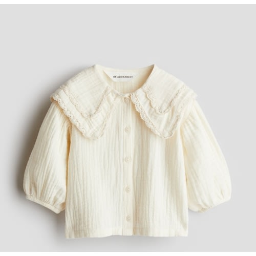 LACE-TRIMMED MUSLIN BLOUSE