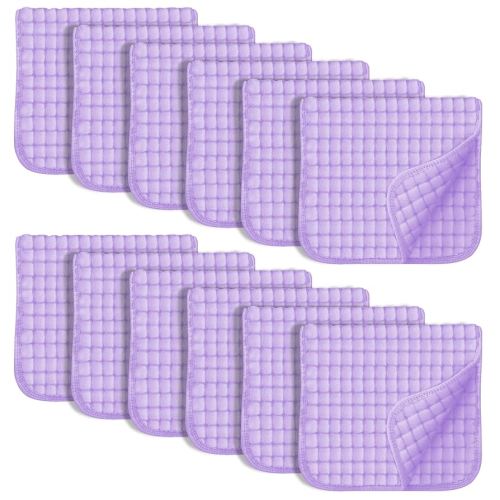 SWEET DOLPHIN 12 Pack Muslin Burp Cloths Large 100% Cotton Hand Washcloths for Baby - Baby Essentials Extra Absorbent and Soft Boys & Girls Milk Spit Up Rags for Newborn Registry - Purple, 20" X10"