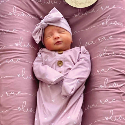 Personalized Light Dusty Rose Baby Name Swaddle Blanket - Script
