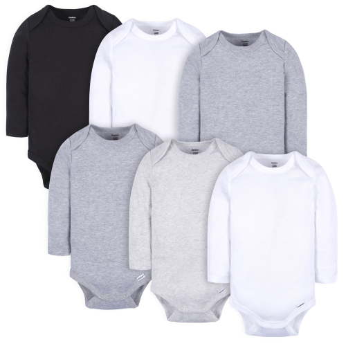Gerber Baby Gender Neutral Long Sleeve Onesies Bodysuits, 6-Pack, Sizes Newborn - 12 Months