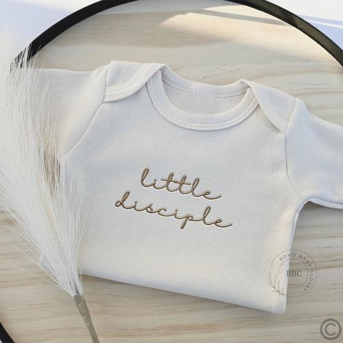 Embroidered Little Disciple Onesies® Brand, for Babies, Personalized Baby Onesies® Custom Natural Neutral Onesie® Christian, Religious 1038