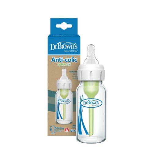 Dr. Brown's 4oz Anti-Colic Options+ Narrow Glass Baby Bottle with Level 1 Slow Flow Nipple - 0m+