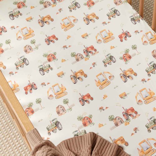 Diggers Organic Fitted Cot Sheet | Snuggle Hunny
