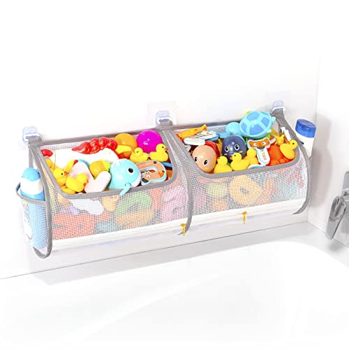 Ligereza 2-in-1 bath toy storage double capacity bath toy holder helps bath toy storage for tub classification, bath toy organizer for tub for kids to easily take favorite toys
