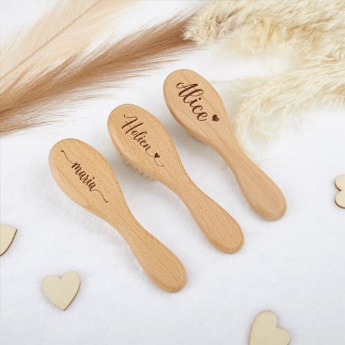 Personalized Baby Name Hair Brush for Newborn,Baby Shower Gift,Custom Wood Brush,Keepsake for Girl or Boy,Baby Birthday Gift,Gift for Her