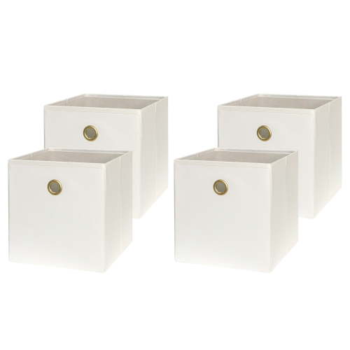 Mainstays Collapsible Fabric Cube Storage Bins (10.5" x 10.5"), Vanilla Dream, 4 Pack