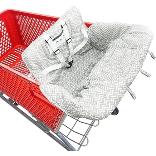 Baby Children Covers Shopping cart Cushion for Infant Supermarket Cart Cover Protector… (Grey Stripe)