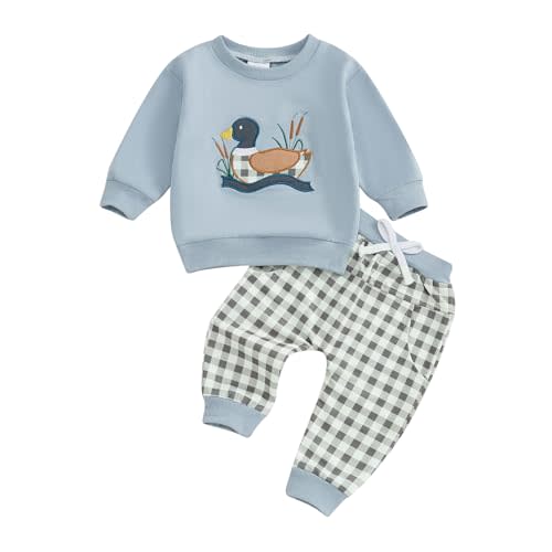 MAINESAKA Toddler Baby Boy Duck Hunting Outfit Mallard Duck Sweatshirt Jogger Pants 2Pcs Sweatsuit Set Fall Winter Clothes