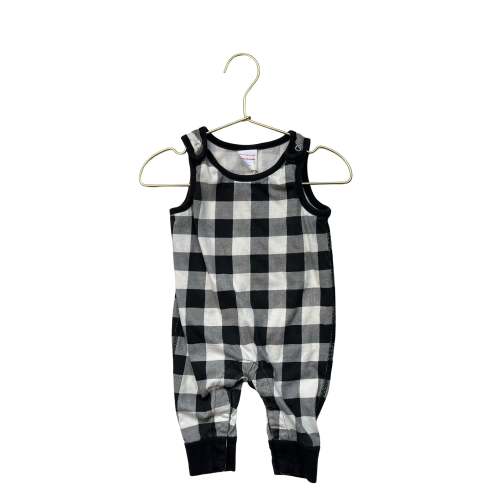 Hanna Andersson Black & Ivory Gingham One-Piece Overall - Size 3-6 Mo