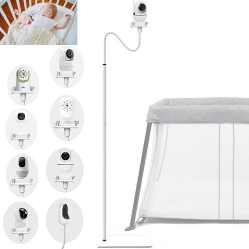 EYSAFT Baby Monitor Holder Mount Floor Stand Compactible with Infant Optics DXR-8 Pro,Nanit Pro,Vetch,eufy,Momcozy BM01,HelloBaby HB6550/66/248,UKSUP,ANMEATE SM935E,Arlo,VAVA,Baby Monitor - 68.8"White