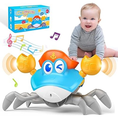 Crawling Crab Baby Toy: Infant Tummy Time Baby Toys with Music, Interactive Sensory Infant Walking Dancing Crab Toys for 6-12 12-18 36 Months Toddler Toys Birthday Gift