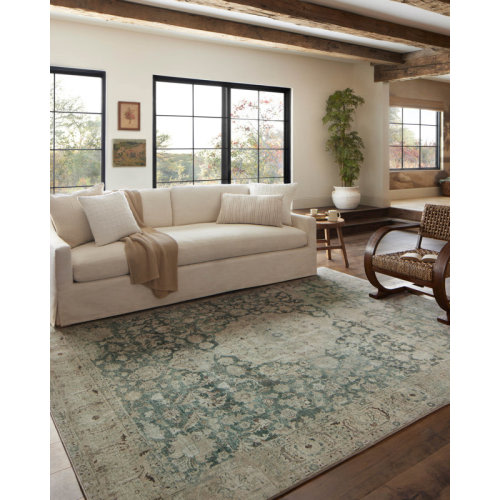 Magnolia Home By Joanna Gaines X Loloi Sinclair Machine Washable Jade / Sand Area Rug & Reviews | Wayfair