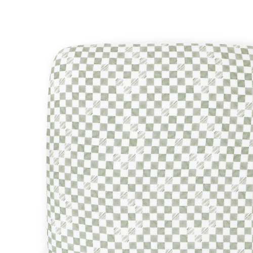Organic Cotton Muslin Crib Sheet - Green Checker