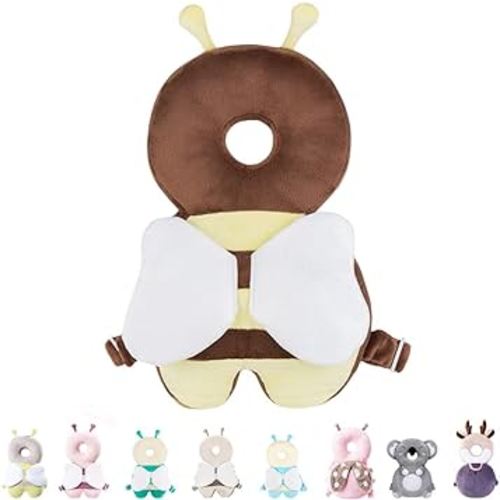 Baby Head Protector Backpack for Falling Crawling and Walking Toddler Essentials Infant Toys Helmets Baby Lover Gifts for 0.5-3 Years 6-12 Months (Brwon_Bee)