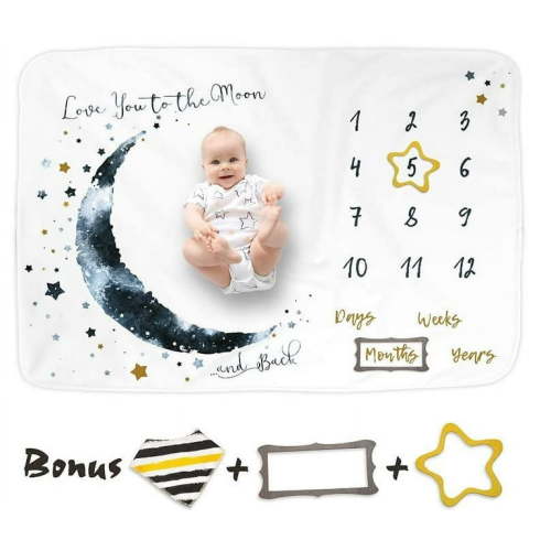 Luka&Lily Monthly Milestone Blanket (60"x40") for Baby Boys