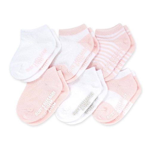 Burt's Bees Baby Unisex Baby Socks Ankle or Crew Height Made with Soft Organic Cotton, 6 Packs with Non-Slip Grips for Babies