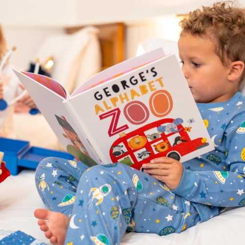Personalized Alphabet Zoo Story Name in Book 1st Birthday Gift, Baby Toddler Gift, Kids First Christmas Present Xmas Eve Stuffing Filler Box