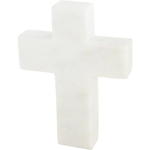 Mud Pie Marble Cross, White, 6" x 4.5", 1 Count (Pack of 1)