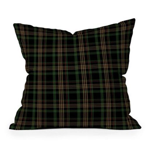 16"x16" Camilla Foss Midnight Plaid Square Throw Pillow Black - Deny Designs: Indoor Abstract Design, Zipper Closure