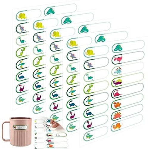 320 Pcs Baby Bottle Labels for Daycare, Name Labels for Daycare Essentials, Self Laminating, School Name Stickers for Kids Waterproof Food Milk Stickers Self Adhesive Tags(Dinosaur)